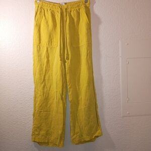 Joie Yellow Wide-Leg Linen Pants sz XS Linen Lyocell Blend